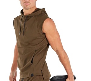 Vêtements de fitness OEM avec logo personnalisé pour hommes, sweats à capuche de gym sans manches, coupe ajustée, matériau respirant - Product Image 1