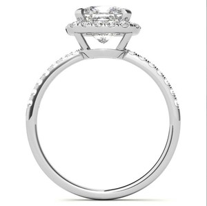 Anillo de Moissanita con Corte Cojín, Plata de Ley 925, Bañado en Oro Blanco, Engaste de Garras, Certificado, Elegante, para Compromiso, Boda, Aniversario - Product Image 4