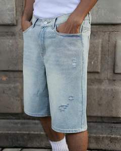 กางเกงยีนส์ขาสั้นทรงหลวมสำหรับผู้ชาย (ไม่มีเข็มขัด) ลุคสตรีทสไตล์ Y2K ฮิปฮอป แคชชวล - Product Image 6