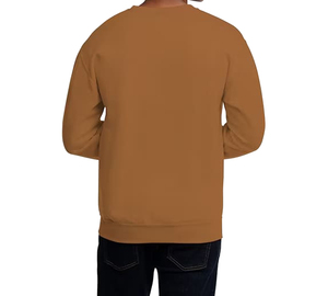 Sweat-shirt décontracté à col rond pour homme, en tricot uni à manches longues, à porter en automne, en molleton brun, respirant, en polyester - Product Image 3