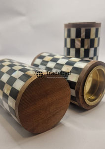 Elegante Portavelas con Incrustaciones de Madreperla, Decoración de Hogar Hecha a Mano de Lujo por Tradebyd - Product Image 4