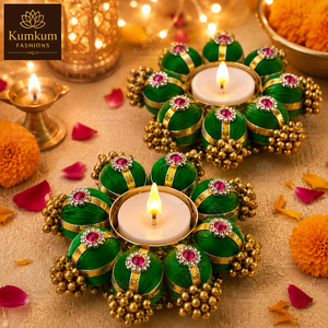 Support de bougie chauffe-plat indien fait main, très populaire, pour Diwali, mariage, temple, décoration intérieure, cadeau festif, souvenir, cadeau de pendaison de crémaillère - Product Image 1