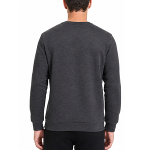 Sudadera clásica para hombre con paneles en azul marino y gris oscuro, cuello redondo, diseño de bloques de color, personalizada con contraste de dos colores. - Product Image 2