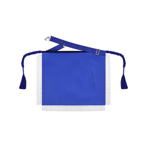 Traditional Master Mason Regalia Apron Handmade Eco-friendly Durable PU Leather <b>Foundation</b> Square Shape White Blue Tassels - Product Image 2