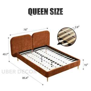 Oakwing เตียงแพลตฟอร์มที่ปรับแต่งได้ทันสมัยคอลเลกชันห้องนอนหุ้มเบาะหรูหรา - Product Image 5