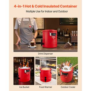 Dispenser Termico per Bevande da 3 Galloni/11,4L, Contenitore Refrigerante per Alimenti con Rubinetto, Erogatore per Bevande Calde/Fredde, Opzioni di Capacità 16L/20L - Product Image 5