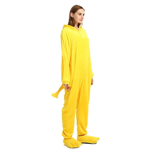 Pijama Enterizo con Capucha para Mujer, Color Amarillo, Personalizado, de Forro Polar, con Cubrepiés, Ropa de Invierno, Material Suave - Product Image 5