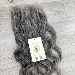 ผมสีเทา ปมเล็กๆ ไฮไลท์สี 5x5 HD Closure ผมตรงธรรมชาติแบบเวฟ ผมเวียดนามแท้ HD Lace Closure - Product Image 2