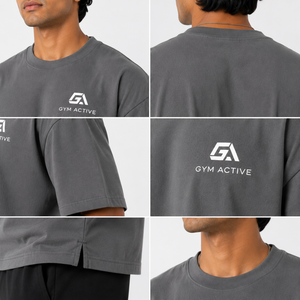เสื้อยืดผู้ชายทรงปกติ สีเทาชาร์โคล ผ้าฝ้าย แขนสั้น คอกลม สวมใส่สบาย ระบายอากาศได้ดี ดีไซน์สั่งทำพิเศษ น้ำหนัก 150 กรัม เหมาะสำหรับออกกำลังกาย - Product Image 6