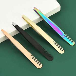 Juego de Pinzas Profesionales de Acero Inoxidable con Punta Puntiaguda para Cejas y Pestañas con Peine - Product Image 3