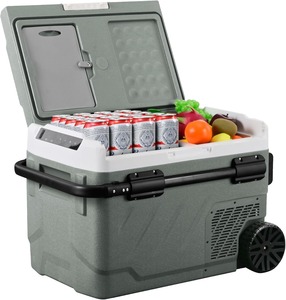 Réfrigérateur portable pour voiture, réfrigérateur 12 volts avec roues, 42 quarts, réfrigérateur de voiture à double zone avec contrôle indépendant. - Product Image 1