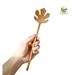Handcarved Classic Wooden Salad Servers Spoon Kitchen Serving Utensils Durable Eco-Friendly Long Handle - Product Image 2