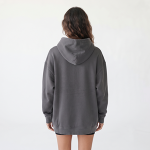 Sweat-shirt à capuche en molleton de coton uni pour femme, coupe ample, décontracté, doux, pour l'hiver, avec poche - Product Image 2