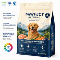 Sachet refermable personnalisé imprimé en 10 couleurs avec impression en héliogravure pour aliments pour animaux de compagnie, fond carré, thermoscellable