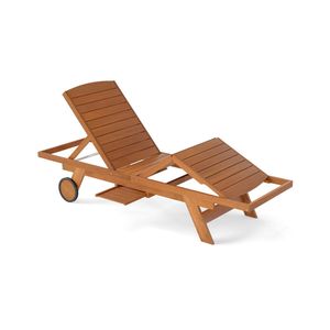 Lettino Prendisole Regolabile a 4 Posizioni per Esterni in Legno Massello e Rattan con Tavolino Laterale Estensibile e Telaio in Alluminio per Uso in Piscina - Product Image 2