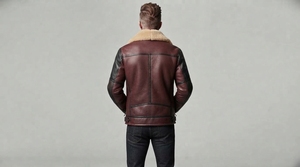 <b>Men</b> <b>Shearling</b> <b>Jacket</b> Winter Warm Faux Fur Collar Leather Style Casual Outdoor Zip Up <b>Jacket</b> Custom Manufacturer - Product Image 2
