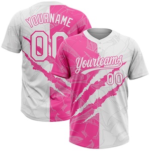 Jersey de Softbol Ultimate Blanco y Rosa, 160 GSM, Malla Bird Eye, Logotipo Personalizado, Nombre del Patrocinador, Número del Jugador, OEM, ODM, Directo de Fábrica - Product Image 2