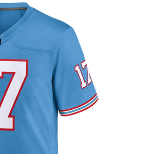 Light Blue American Football Jersey V-Neck Short Sleeve Tackle Sublimation Transfer Print Number 71 Unisex Breathable Mesh Team - Product Image 6