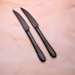 Nightfall Set of 2 Stainless Steel Black Dinner <b>Knives</b> - Product Image 3