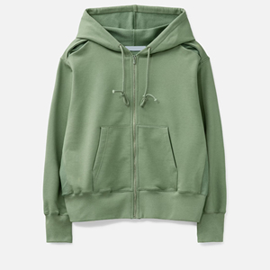 Sudadera con Capucha y Cierre de Cremallera para Hombre, Color Verde Oliva, Corte Holgado, Felpa Francesa de Algodón, Estilo Casual para Otoño - Product Image 4