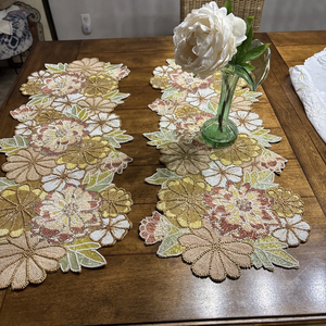 Fashionable Beaded <b>Runner</b> Floral <b>Red</b> Beaded Table <b>Runner</b> with Customized Woven Technique Handmade Design for Home Hotel Festive - Product Image 6