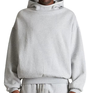 High Quality Solid Color Zip <b>Up</b> Hooded Top Men Blank Two Piece Set Durable Blend Breathable Apparel Bag <b>Box</b> - Product Image 1