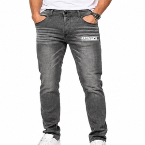 <b>Men</b> Slim Fit Jeans Custom Logo Washed <b>Stretch</b> Denim Pants OEM Classic Pocket Design Vintage Wash Denim Jeans For <b>Men</b> - Product Image 2