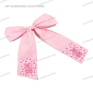 Soothing Look Fashionable <b>Hair</b> <b>Accessories</b> Alligator Tail Bows for Kids and Girls With Beaded Work on <b>Hair</b> Bows to Look Classy - Product Image 5