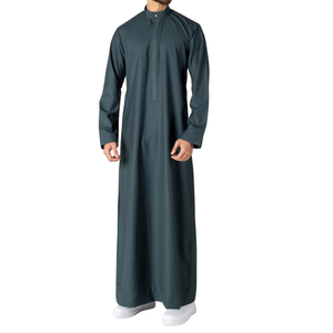 New 2026 Navy Blue <b>Men</b> <b>Thobe</b> With Piping Detail Saudi Style Jubba Islamic Robe Long Sleeve Arabic Kandura For <b>Men</b> Dishdasha - Product Image 4