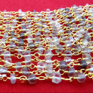 Chaîne de chapelet en quartz citron bio naturel, perles facettées rondes de 3-4 mm - Product Image 3