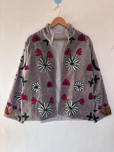 Manufacturer Indian Hear <b>Plus</b> Embroidered Velvet Suzani Cotton Jacket Breathable Boho Short Coat Heart Valentine Gift Women Coat - Product Image 2