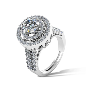 Luxury Women 18K Solid Gold Rhodium Plated Round Brilliant Cut Diamond Engagement <b>Ring</b> <b>Crown</b> Style - Product Image 1