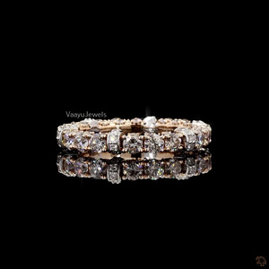 Luxury Round Cut Lab Grown Diamond Eternity Wedding <b>Band</b> <b>Ring</b> in 10K 14K 18K Gold 925 935 <b>Sterling</b> <b>Silver</b> - Product Image 3