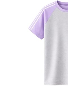 เสื้อยืดแขนยาวสีเทาลาเวนเดอร์สำหรับผู้ชาย สไตล์ลำลอง คอกลม ลายทางที่ไหล่ ผ้าฝ้ายผสม ระบายอากาศได้ดี นุ่ม สวมใส่สบาย - Product Image 3