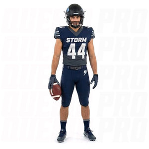 ชุดกีฬาอเมริกันฟุตบอลแบบทีมชาย ดีไซน์ฟรี เสื้อและกางเกง รุ่นนักกีฬา พิมพ์ลายแบบซับลิเมชั่น ปักโลโก้ตามสั่ง - Product Image 2