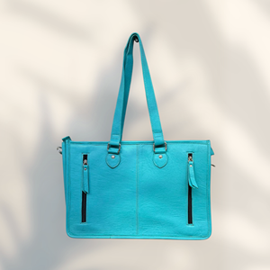 Nuevo Diseño 2026, Bolso Tote de Cuero Genuino Azul, Estilo Occidental con Cierre, Bolsillo para Pistola, Forro de Lona Premium, Venta al Por Mayor para Mujer - Product Image 3