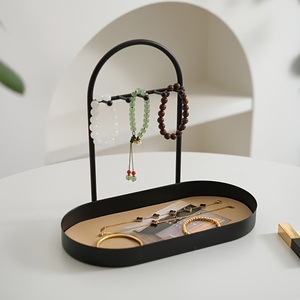 ที่วางเครื่องประดับทรงโค้งทันสมัย พร้อมถาดเก็บสร้อยข้อมือ ป้องกันการพันกัน ที่เก็บสร้อยคอ ประหยัดพื้นที่ สำหรับจัดแสดงบนโต๊ะเครื่องแป้ง - Product Image 1