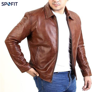 Genuine Leather <b>Jacket</b> Premium Slim Fit Zip Up Casual Motorcycle <b>Biker</b> <b>Jacket</b> OEM Factory Manufacturer Wholesale - Product Image 4