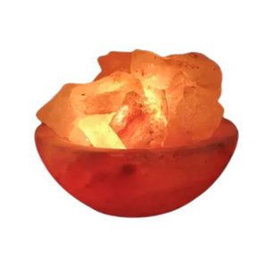 Bol à sel himalayen, lampe en sel naturel, bol décoratif fait main, éclairage en cristal, lumière chaude, décoration d'intérieur, accent de table - Product Image 4