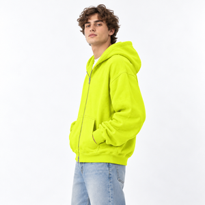 Sweat à capuche zippé en coton pour hommes, 400 GSM, fermeture éclair métallique, manches raglan, broderie personnalisée, fabrication ODM de sweats à capuche zippés - Product Image 4