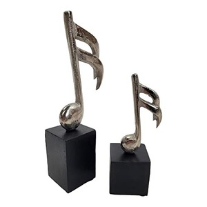Handmade Aluminium Music Note Sculptures Abstract Art Bar Mitzvah Tabletop Home Decor Eco-Friendly 2-Piece Modern Design - Product Image 1
