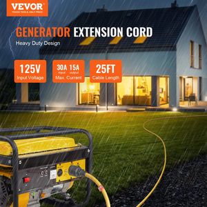 Cable de Extensión para Generador de Alta Resistencia de 30 Amperios, 25 Pies, Cable de Alimentación para Exteriores, NEMA L5-30P a Tres NEMA 5-15R STJ 125V 375W - Product Image 2