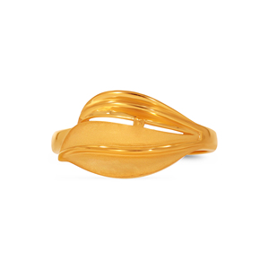 Anillo de Diseño Minimalista Inspirado en Hojas, en Oro Amarillo de 18K para Mujer, Elegante Anillo con Acabado Satinado - Product Image 3