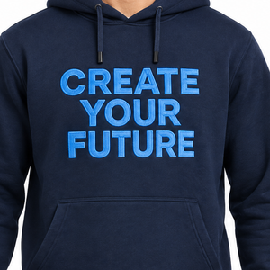Men's <b>Navy</b> Blue Pullover Hoodie Embroidered Letter in light blue Kangaroo Pocket <b>Sweatshirt</b> - Product Image 2