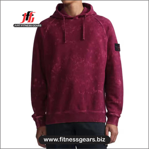 Custom Logo Acid Wash <b>Burgundy</b> <b>Mens</b> Pullover <b>Hoodie</b> Vintage Oversized Fleece Sweatshirt Wholesale OEM <b>Mens</b> Acid Wash Maroon - Product Image 1