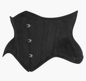 Wholesale OEM Customizable Black Da2ll Satin Curvy Front Steel Buck Steel Boned Waist Cincher Corset Lined 100%Cotton Twill lini - Product Image 2