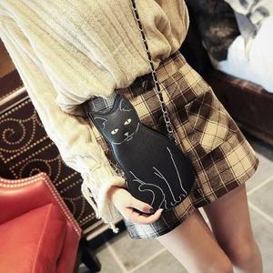 Nouveau sac à main en cuir PU pour femme, tendance, avec imprimé animal chat noir, convertible en sac épaule et bandoulière - Product Image 1