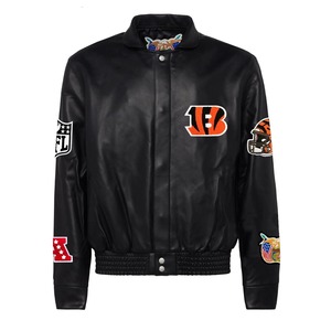 เสื้อแจ็คเก็ตหนังแท้สีดำของทีมซินซินเนติ เบงเกิลส์ - Product Image 1