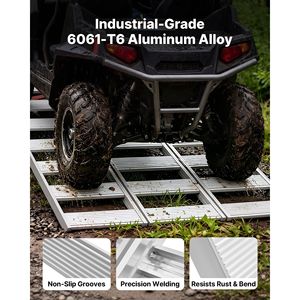 Rampes de chargement pour camion en aluminium pliables en trois parties, 76x50 pouces, capacité de 1500 lb, rampes de chargement pour VTT avec sangles et doigts en caoutchouc antidérapants - Product Image 4