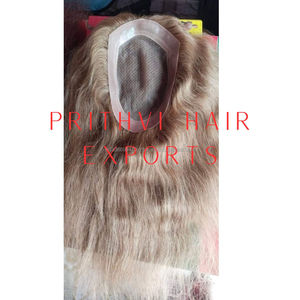 Rubio ceniza gris Rubio plata Rubio 6X4-Remy cabello humano Topper con extensión de tupé de encaje suizo de - Product Image 5
